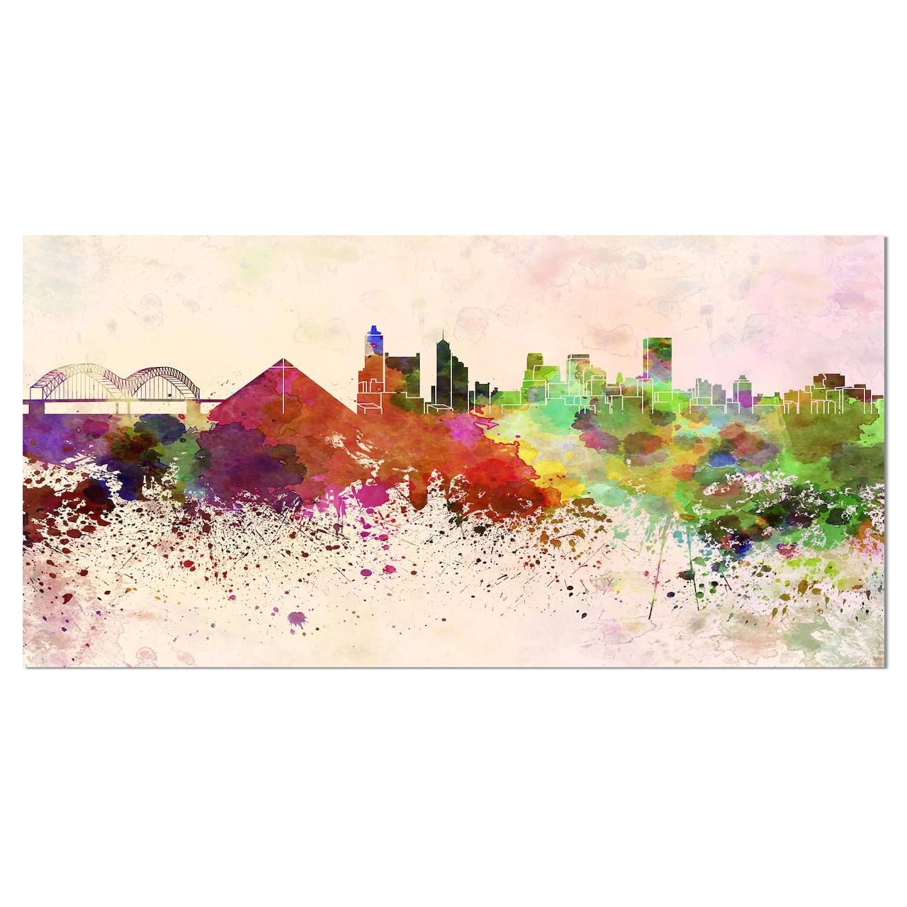 Designart - Memphis Skyline - Cityscape Canvas Artwork Print
